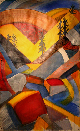 Sierra Waterfall II, an artwork on paper by artist Tanya Kovaleski